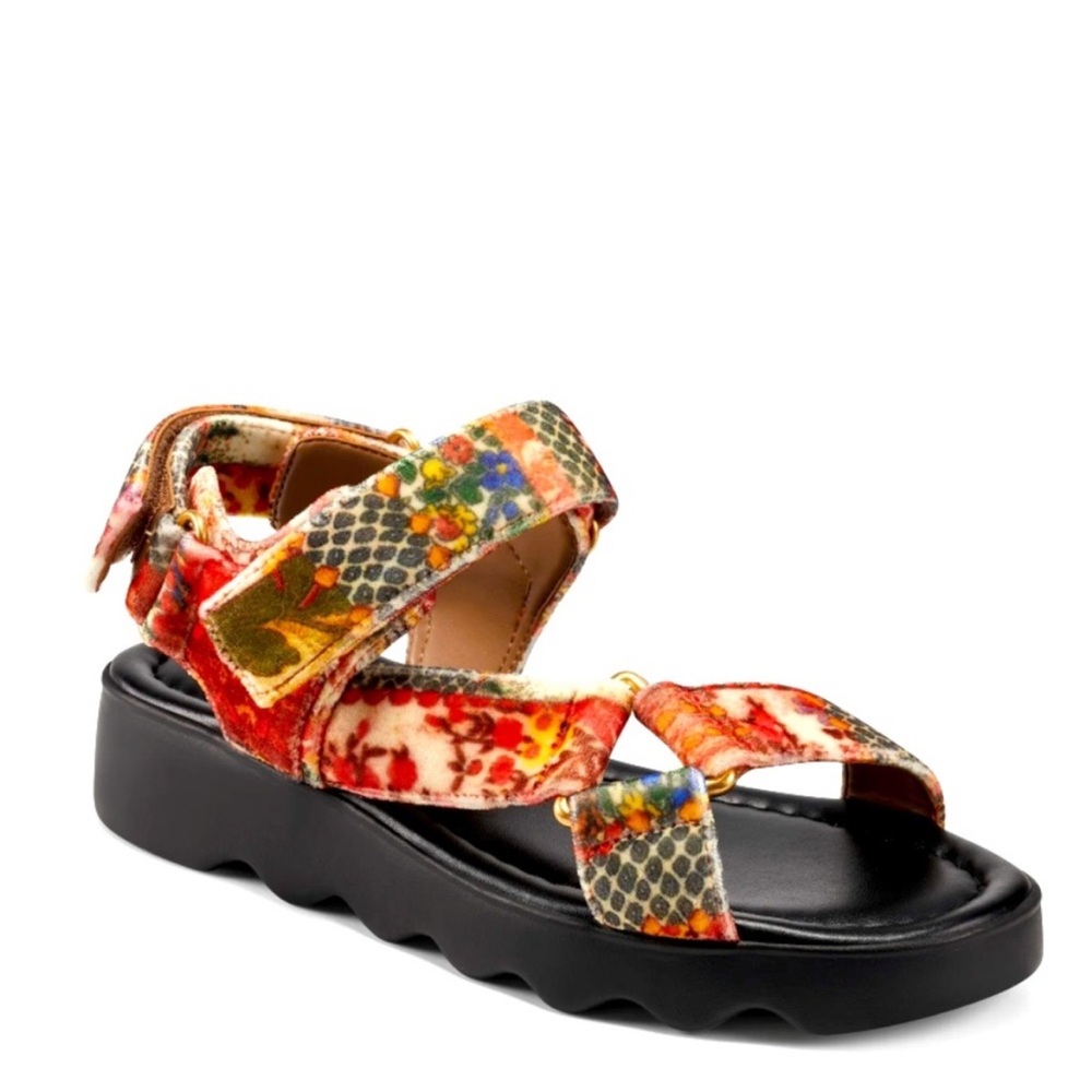 Aerosoles x Laura Ashley Orange Multi Velvet Platform Sandals